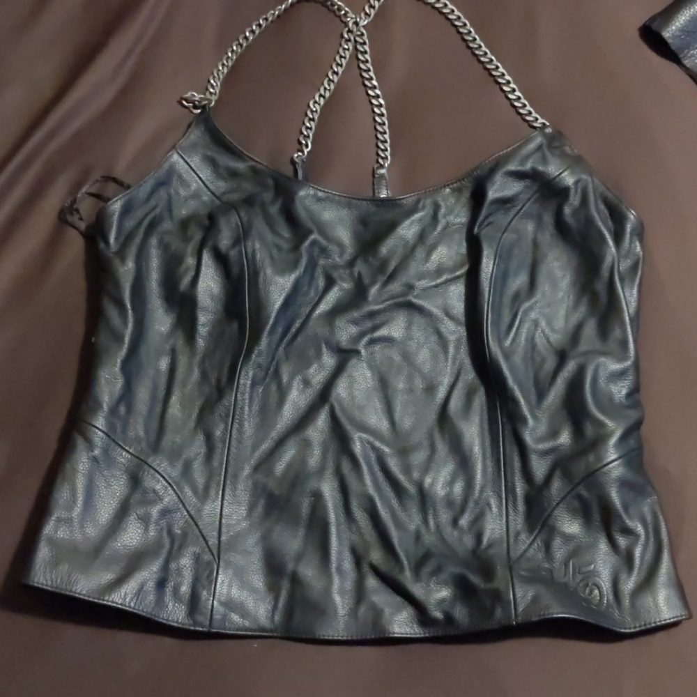 Vintage Harley Davidson leather tank
